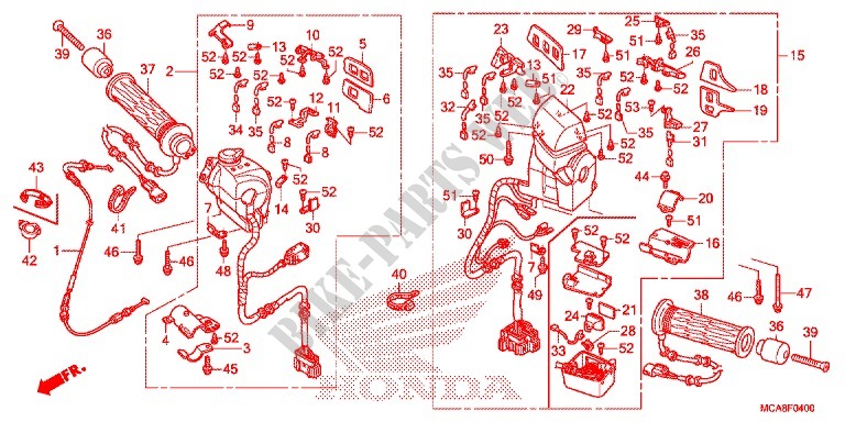 COMMODOS   POIGNEES pour Honda GL 1800 GOLD WING ABS NAVI RED de 2016