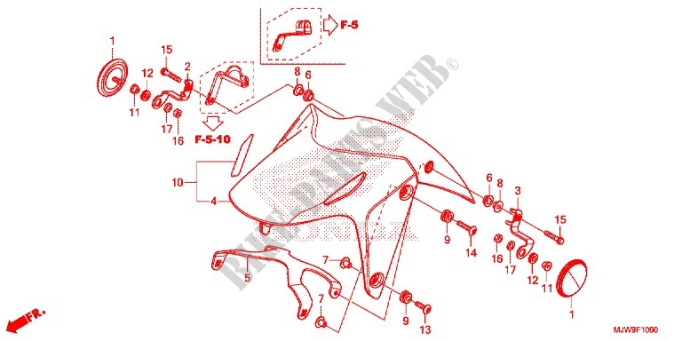 GARDE BOUE AVANT pour Honda CB 500 F ABS de 2016