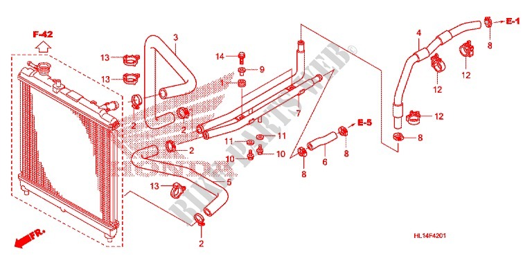 DURITE DE REFROIDISSEMENT pour Honda BIG RED 700 OLIVE de 2011