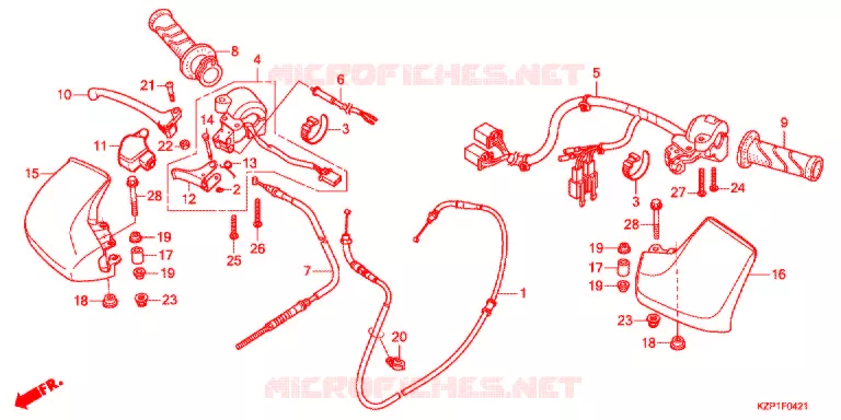 LEVIER DE GUIDON - CABLE - COMMODO (MW1102WHG) Honda MOTO 110 BENLY 2016  MW1102WHG