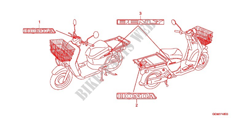 AUTOCOLLANTS pour Honda BENLY 50 YUSEI de 2012