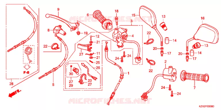 LEVIER DE GUIDON - CABLE - COMMODO Honda MOTO 110 CUB 2015  NBC110BNC