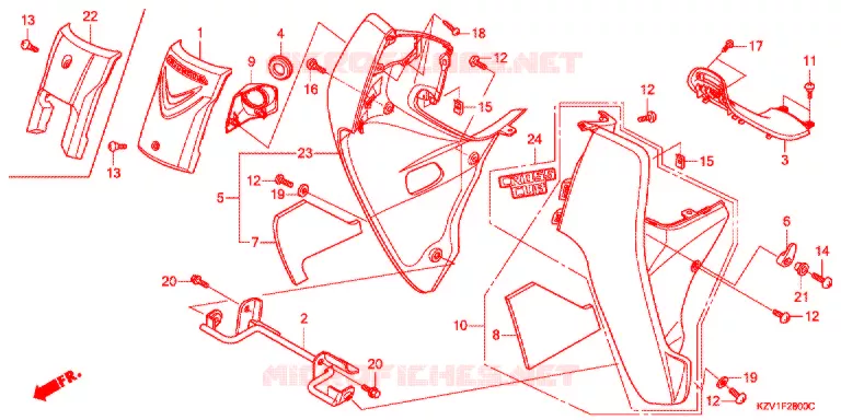 CARENAGE AVANT - PROTEGE JAMBES Honda MOTO 110 CUB 2012  NBC110C