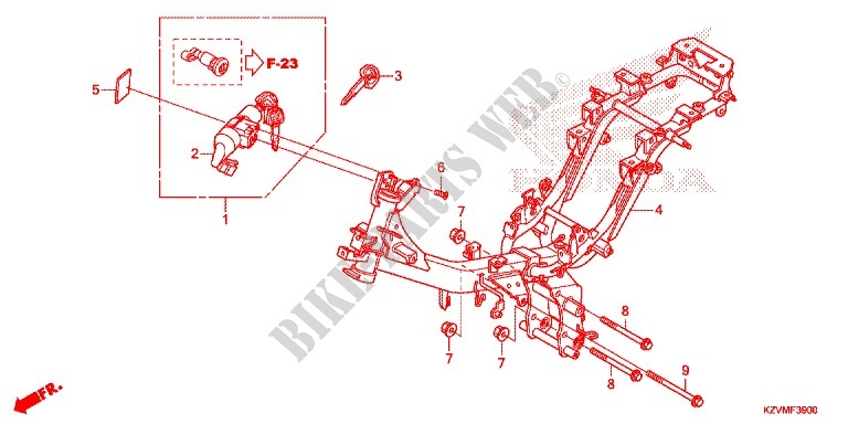 CADRE pour Honda EX5 110 Kick start, carburetor de 2013