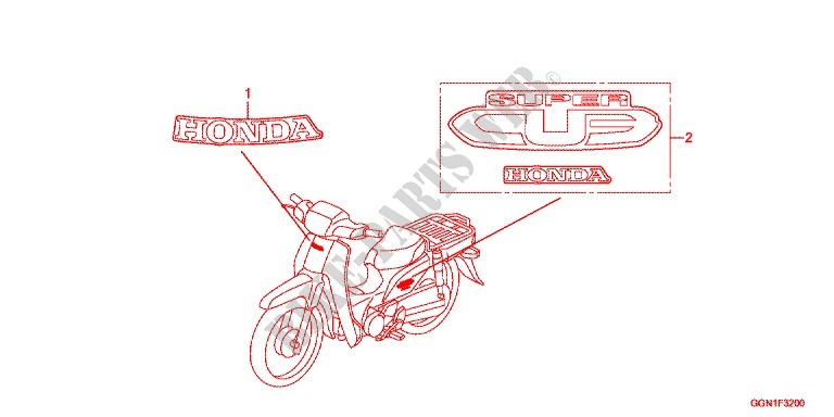 AUTOCOLLANTS pour Honda SUPER CUB 50 PRO de 2012