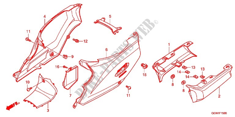 CARENAGE ARRIERE pour Honda SUPER CUB 50 PRO de 2012