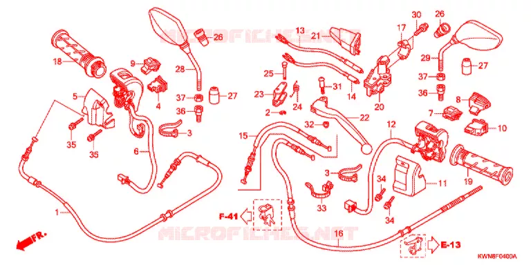 LEVIER DE GUIDON - CABLE - COMMODO Honda SCOOTER 125 PCX 2010  WW125SA