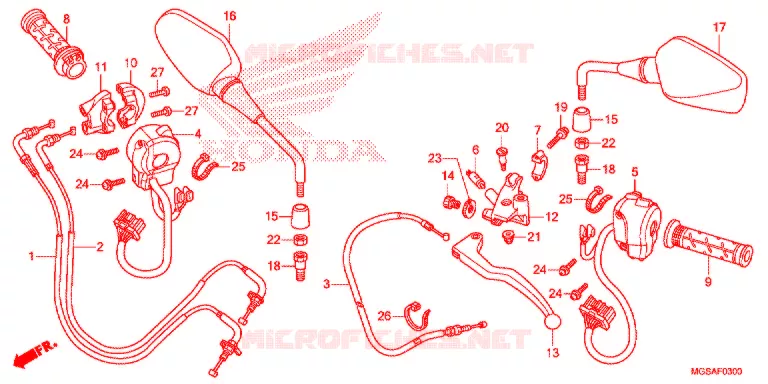 LEVIER DE GUIDON - CABLE - COMMODO Honda MOTO 700 NC 2012  NC700SAC