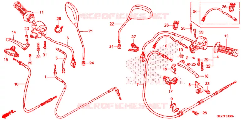 LEVIER DE GUIDON - CABLE - COMMODO Honda SCOOTER 50 RUCKUS 2009  NPS509_A