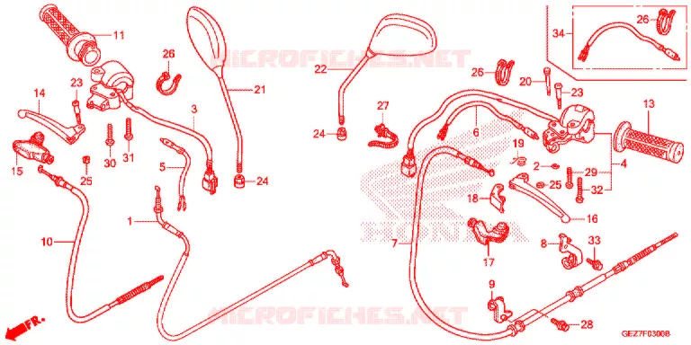 LEVIER DE GUIDON - CABLE - COMMODO Honda SCOOTER 50 RUCKUS 2009  NPS509_A