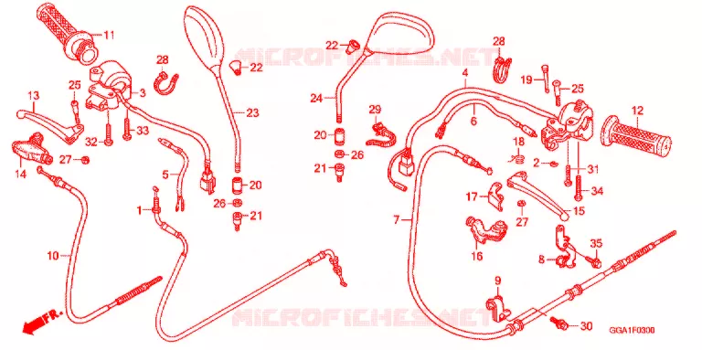 LEVIER DE GUIDON - CABLE - COMMODO Honda SCOOTER 50 ZOOMER 2010  NPS50B