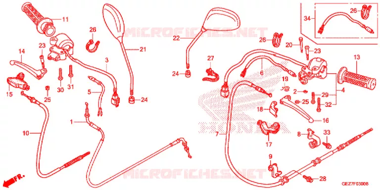LEVIER DE GUIDON - CABLE - COMMODO Honda SCOOTER 50 RUCKUS 2010  NPS50S9_A
