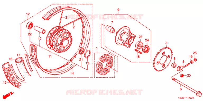 ROUE ARRIERE (RAYON/FREIN A TAMBOUR) Honda MOTO 110 WAVE 2011  AFS110MSFB_TH