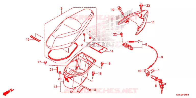 SELLE - COFFRE Honda SCOOTER 110 SPACY 2012  NSC110CSD