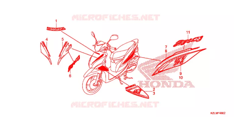 AUTOCOLLANTS (3) Honda SCOOTER 110 SPACY 2015  NSC110CSE