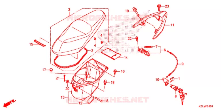 SELLE - COFFRE Honda SCOOTER 110 SPACY 2014  NSC110CSE