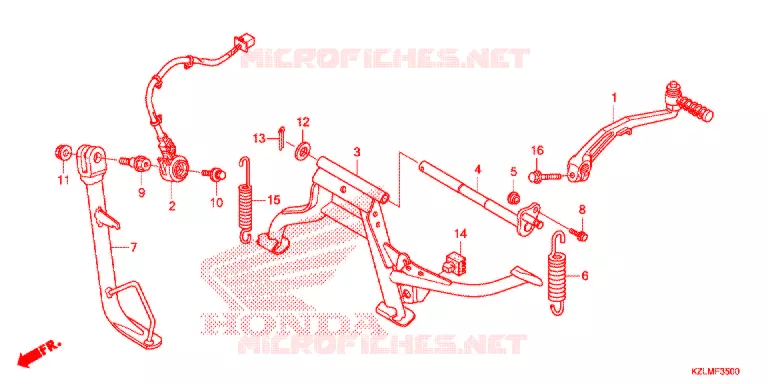 BEQUILLE CENTRALE - PEDALE DE FREIN Honda SCOOTER 110 SPACY 2015  NSC110CSE