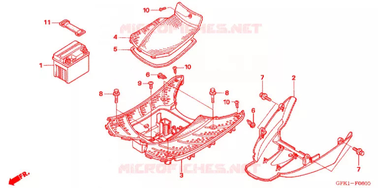 MARCHE PIEDS (NSC50SH4/5/6/7) Honda SCOOTER 50 DIO 2007  NSC50SH7