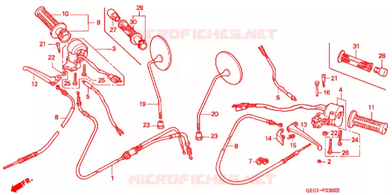LEVIER DE GUIDON - CABLE - COMMODO Honda SCOOTER 50 JULIO 2000  NTS50Y