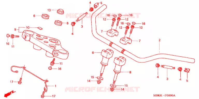 GUIDON - TE DE FOURCHE Honda MOTO 400 SHADOW 2007  NV400C7