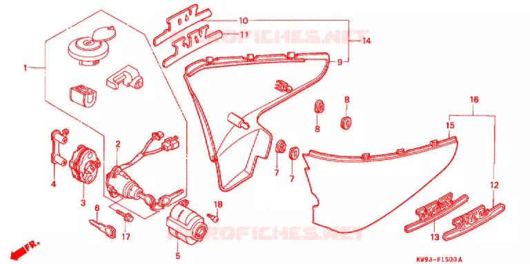 COUVERCLES LATERAUX Honda MOTO 400 STEED 1993  NV400CP_IV