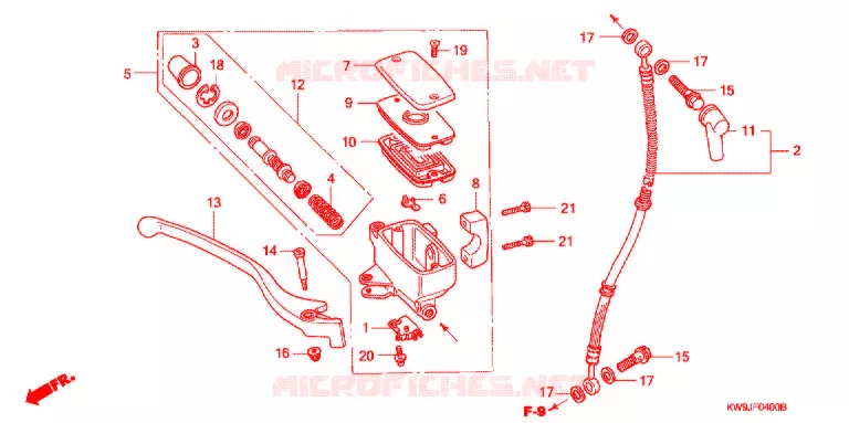 MAITRE CYLINDRE DE FREIN AVANT Honda MOTO 400 STEED 1993  NV400CP_IV