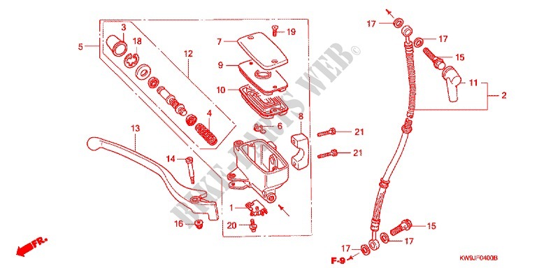 MAITRE CYLINDRE DE FREIN AVANT pour Honda STEED 400 VLX Speed warning light Flat bar handle de 1994