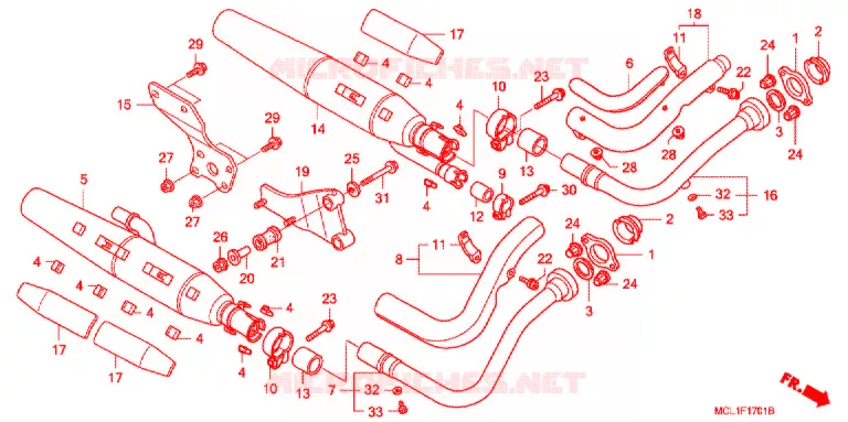 SILENCIEUX D'ECHAPPEMENT (DC4-DC8) Honda MOTO 400 SHADOW 2005  NV400DC5
