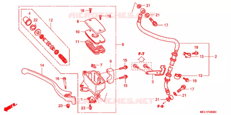 MAITRE CYLINDRE DE FREIN AVANT Honda MOTO 400 SHADOW 2000  NV400DCY