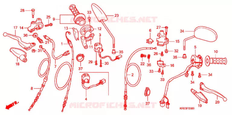 LEVIER DE GUIDON - CABLE - COMMODO Honda MOTO 150 NX 2009  NXR150ES9
