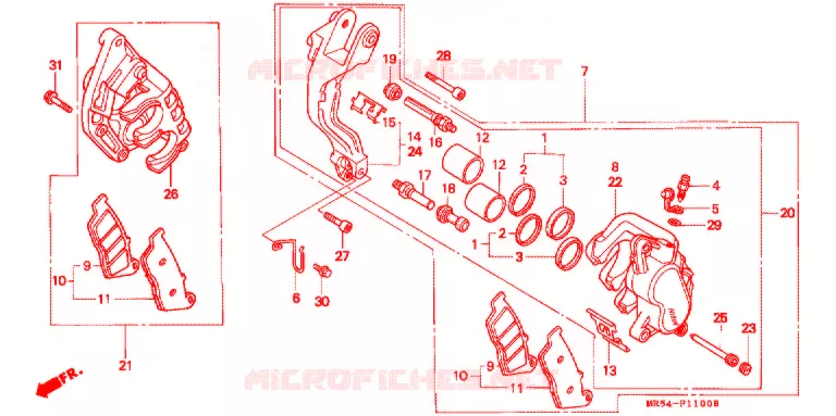ETRIER DE FREIN AVANT Honda MOTO 800 PC800 1990  PC800L