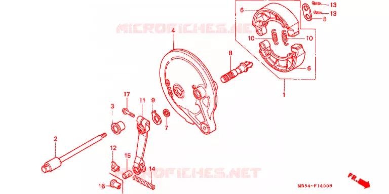 FLASQUE - MACHOIRES DE FREIN ARRIERE Honda MOTO 800 PC800 1994  PC800R