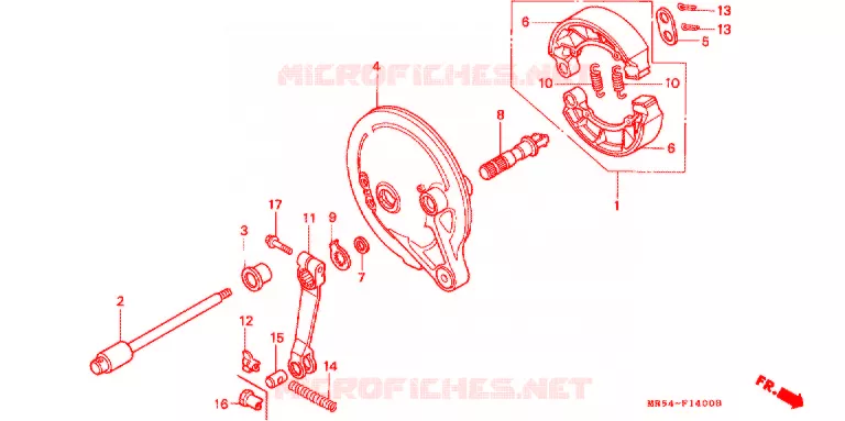 FLASQUE - MACHOIRES DE FREIN ARRIERE Honda MOTO 800 PC800 1995  PC800S
