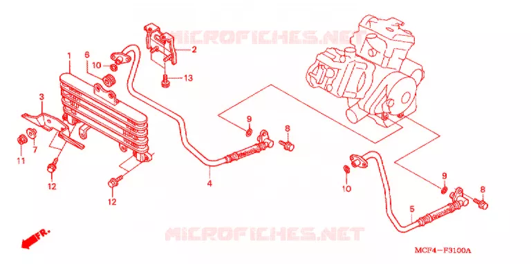 RADIATEUR D'HUILE ('00/'01) Honda MOTO 1000 RC 2001  RVT1000R1