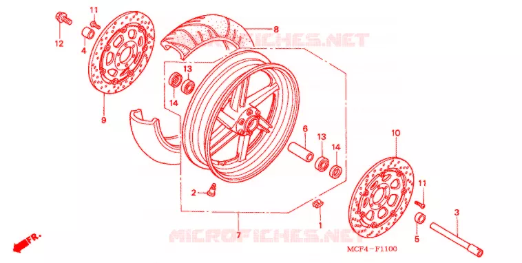 ROUE AVANT ('00/'01) Honda MOTO 1000 RC 2001  RVT1000R1