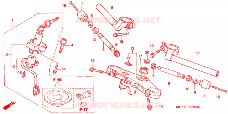 GUIDON - TE DE FOURCHE Honda MOTO 1000 RC 2004  RVT1000R4