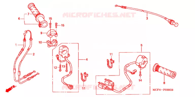COMMODO - LEVIER - CABLE Honda MOTO 1000 RC 2000  RVT1000RY