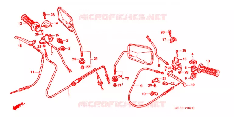 LEVIER DE GUIDON - CABLE - COMMODO Honda SCOOTER 50 ELITE 1990  SA50L