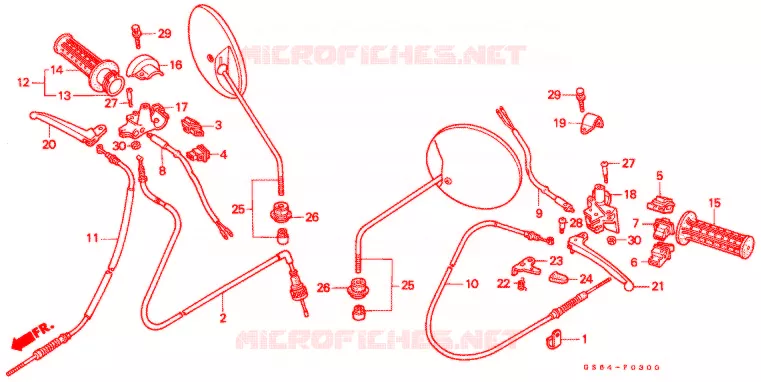 COMMODOS - POIGNEES Honda SCOOTER 50 ELITE 1990  SB50PL