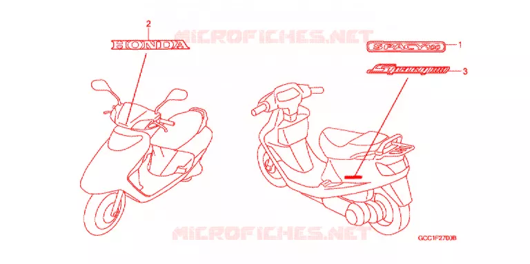 AUTOCOLLANTS Honda SCOOTER 100 SPACY 2004  SCR100WH3
