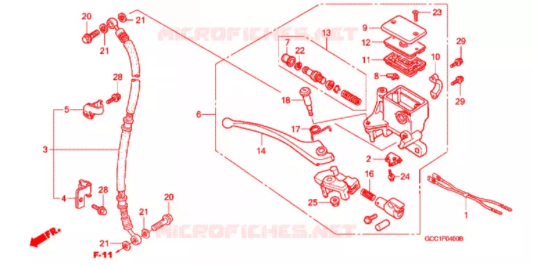 MAITRE CYLINDRE DE FREIN AVANT Honda SCOOTER 100 SPACY 2004  SCR100WH3