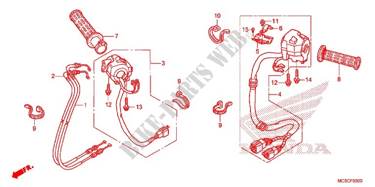 COMMODO   LEVIER   CABLE pour Honda ST 1300 ABS de 2012