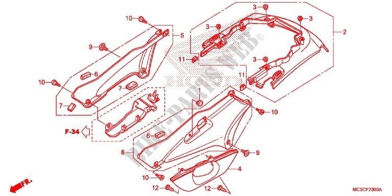 COUVERCLES LATERAUX   ARRIERES pour Honda ST 1300 ABS de 2012