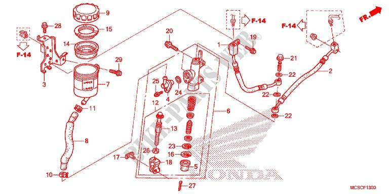 MAITRE CYLINDRE DE FREIN ARRIERE pour Honda ST 1300 ABS de 2012