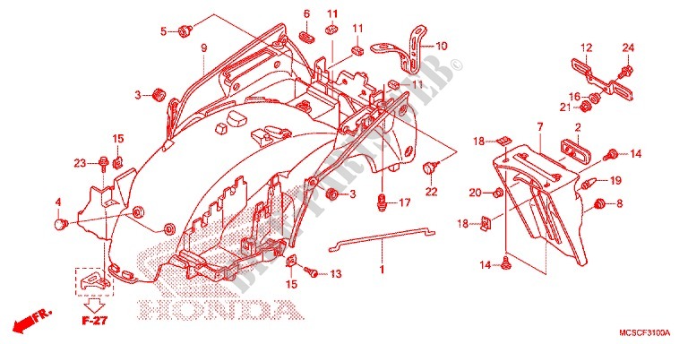 GARDE BOUE ARRIERE pour Honda ST 1300 ABS de 2013