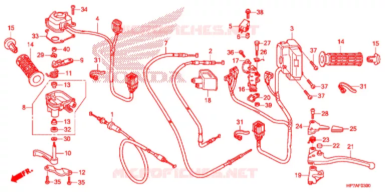 LEVIER DE GUIDON - CABLE - COMMODO Honda ATV 420 FOURTRAX 2013  TRX420FAD