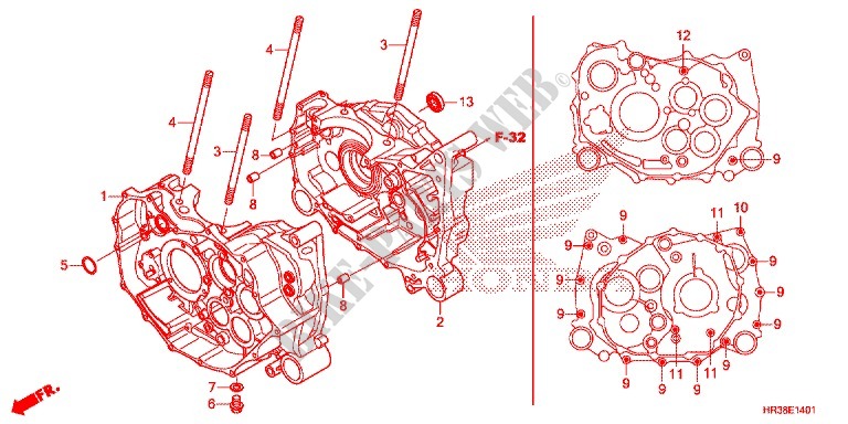 CARTER MOTEUR (TRX420FE1/FM1/FM2/TE1/TM1) pour Honda FOURTRAX 420 RANCHER 4X4 Manual Shift CAMO de 2016