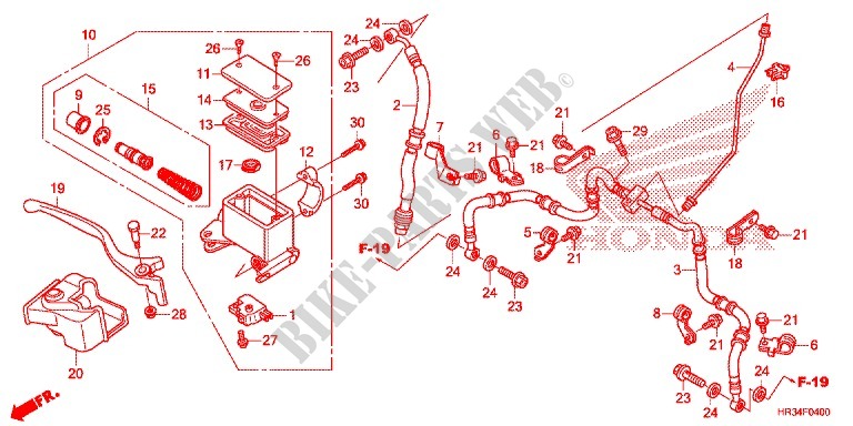 MAITRE CYLINDRE DE FREIN AVANT pour Honda FOURTRAX 420 RANCHER 4X4 EPS Manual Shift CAMO de 2014