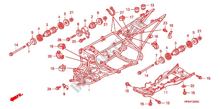 CADRE pour Honda FOURTRAX 420 RANCHER 4X4 Manual Shift CAMO de 2007