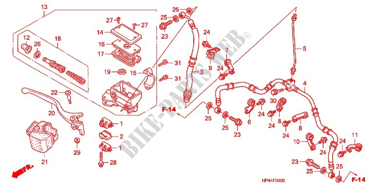 MAITRE CYLINDRE DE FREIN AVANT pour Honda FOURTRAX 420 RANCHER 4X4 Manual Shift CAMO de 2007